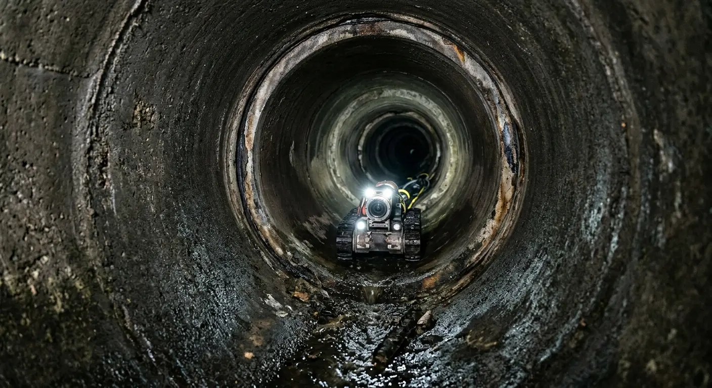 Robotic sewer camera inspecting pipe interior for Drain Snake Service in Romulus
